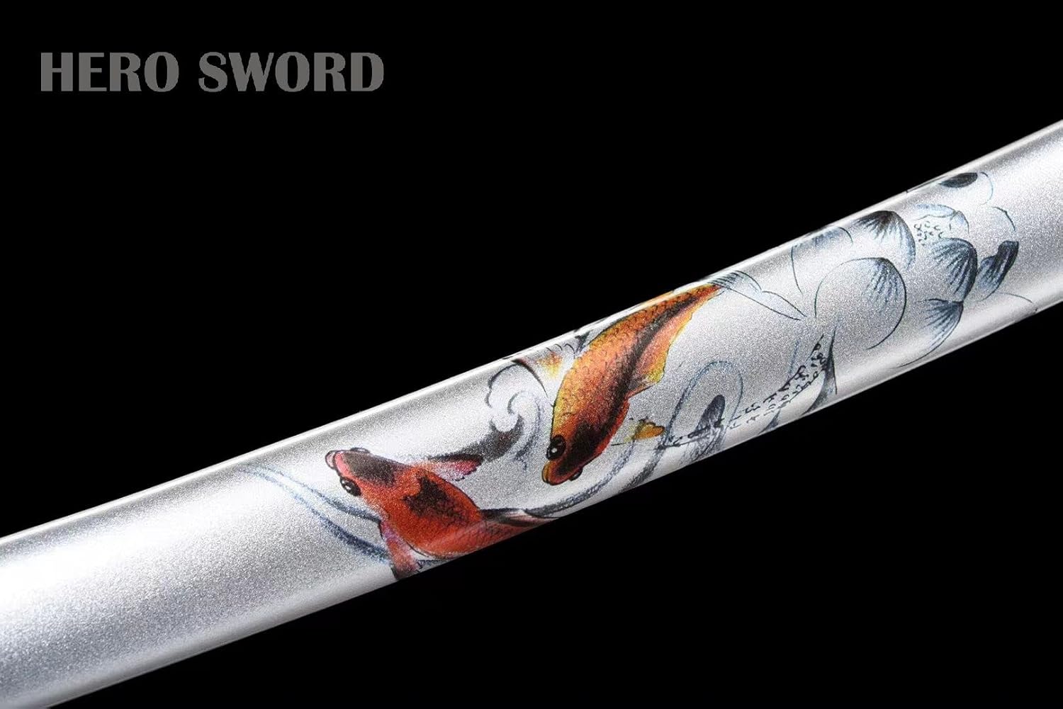 HERO SWORD Clay Tempered Katana t10 Clay Tempered Set 2 Piece-koi Theme Japanese Samurai Swords Set Real Hamon Razor Sharp Full Tang Weapon Combat Ready,Silver,Home Decoration and Gift
