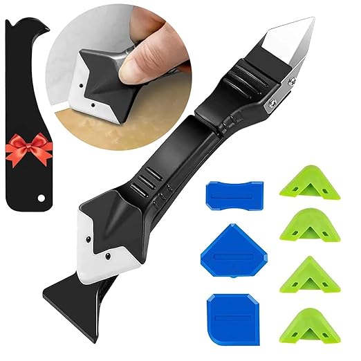 Silicone Sealant Tool Finishing, Caulking Tool Kit 3 in 1, FOLAI