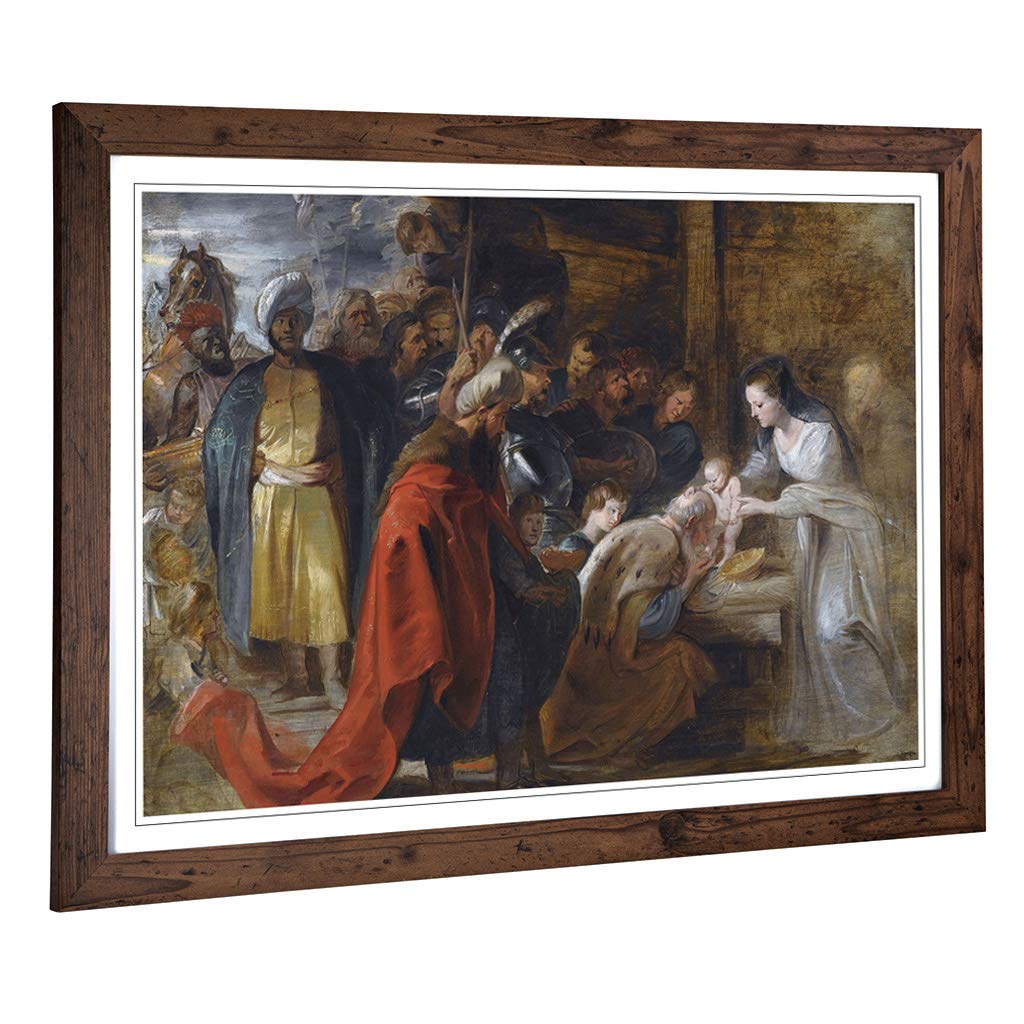 Big Box Art Framed Print of Peter Paul Rubens The Adoration of The Magi Design | Wall Art Picture | Home Decor for Kitchen, Living Room, Bedroom, Hallway, Walnut, A2 / 24.5x18 Inch / 62x45cm