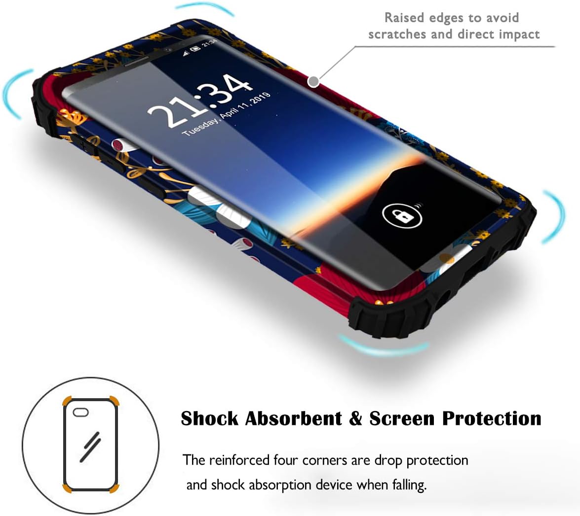Hocase Galaxy S9 Case, SM-G960U Case, Heavy Duty Shockproof Hard Plastic+Soft Silicone Rubber Hybrid Dual Layer Protective Phone Case for Samsung Galaxy S9 (5.8" Display) 2018 - Creative Flowers