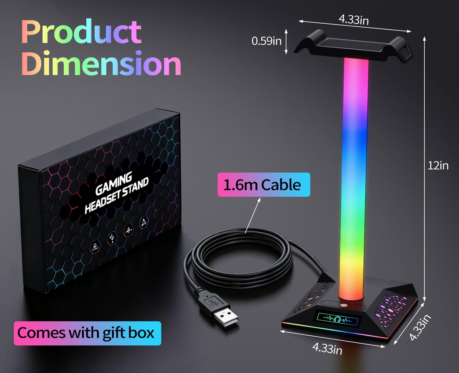 Supporto per cuffie da gioco RGB, supporto per cuffie a LED con 10 modalità di illuminazione, supporto per cuffie per ragazzi, accessori da gioco da scrivania per PC, regali per giocatori