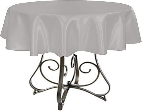 KS Linens - Mantel redondo de satén (30.0in), color plateado