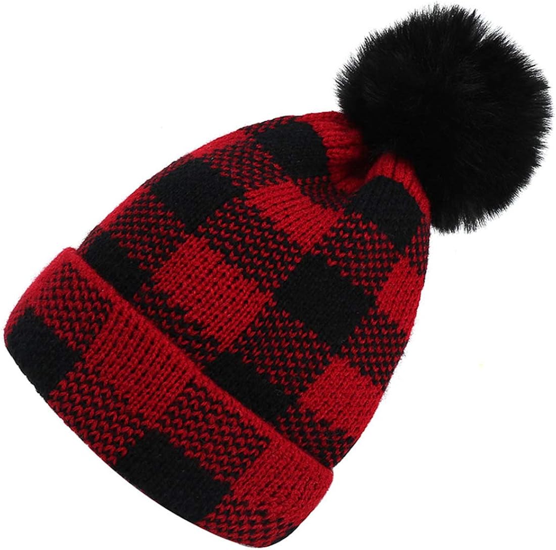 red and black beanie hat