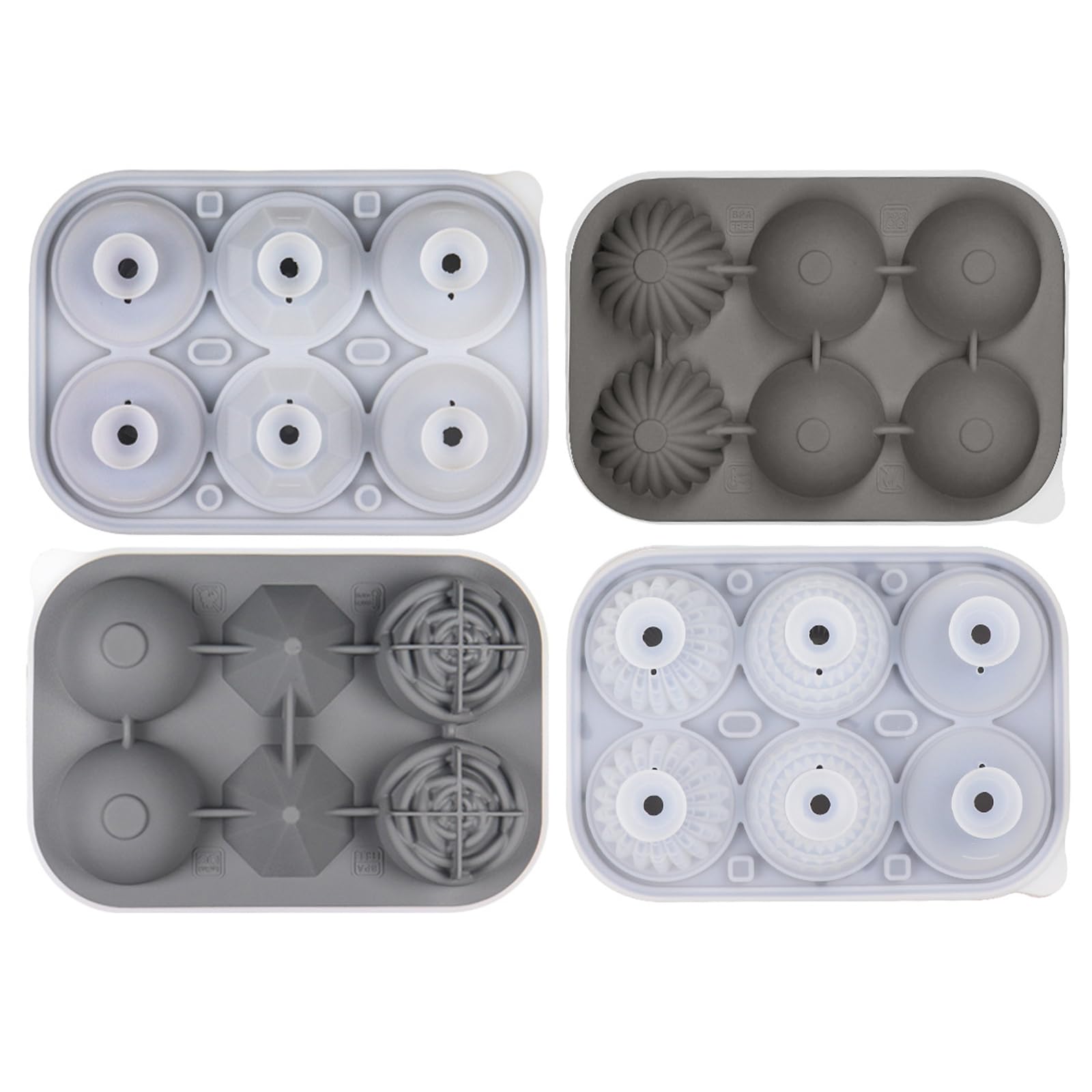 MALSSE 6 Cavity Leak Proof Ice Molds Portable Silicone Ice Cubes Container Tray High Efficiency Silicone Ball Maker Tray