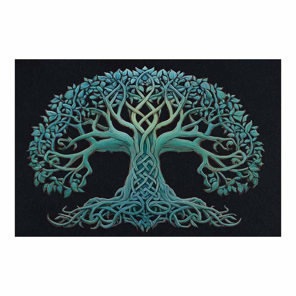 ZAMAEIU Tree of Life Painting Abstract Entwined Tree Panoramic Canvas Prints Pictures for Living Room Bedroom Home Office Wall Decoration(green)-80x120cm Unframed