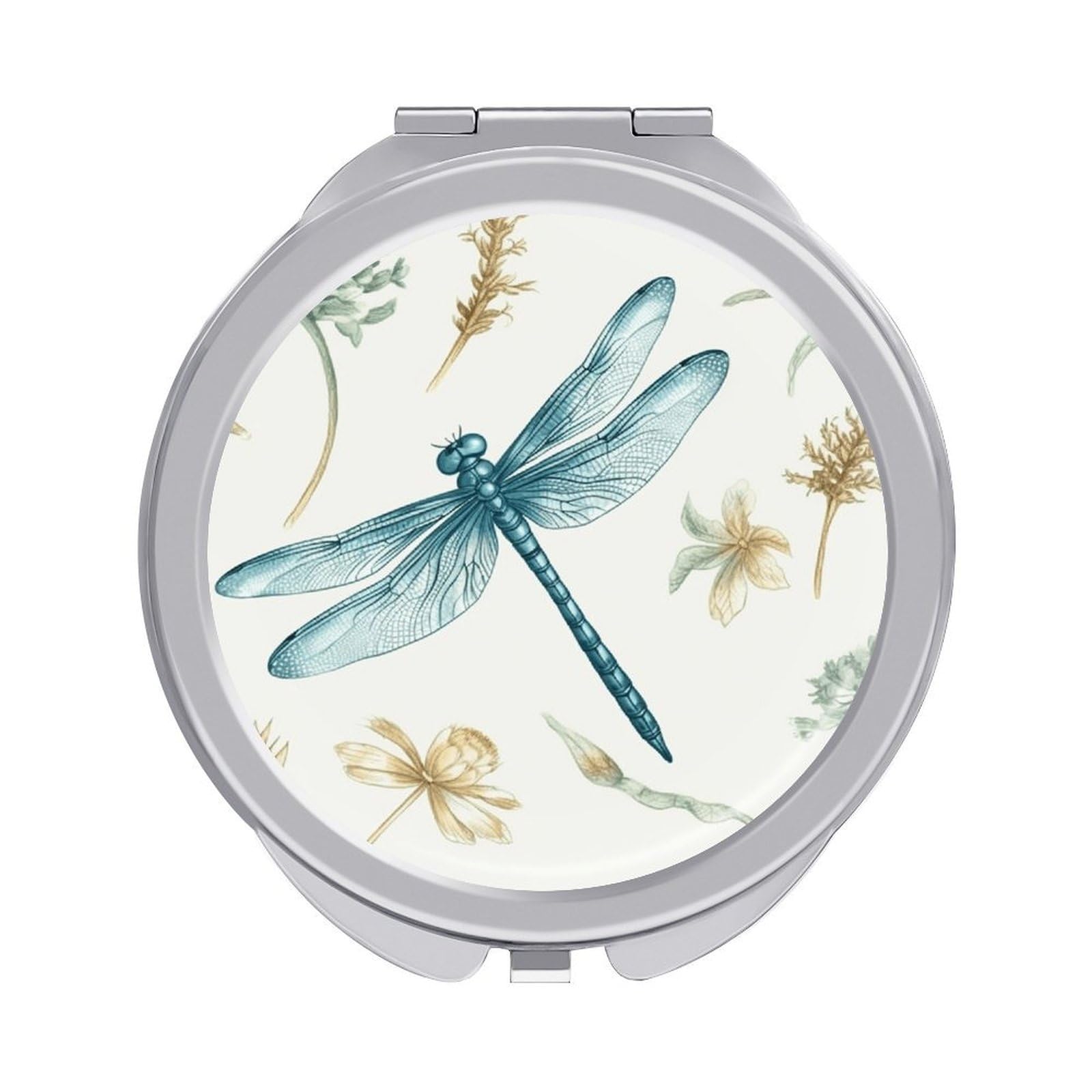 VstaDank Dragonfly Travel Makeup Mirror 2 X /1 X Magnifying Mini Vintage Pocket Mirror for Purse Small Portable Folding Small Round Mirrors Portable Vanity Mirrors for Women