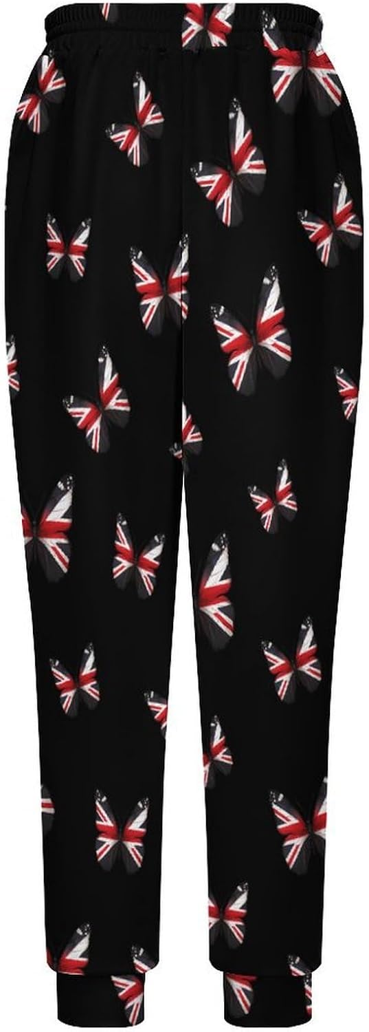 UK Flag Butterfly Casual Men's Sweatpants Lounge Pant 4X-Large