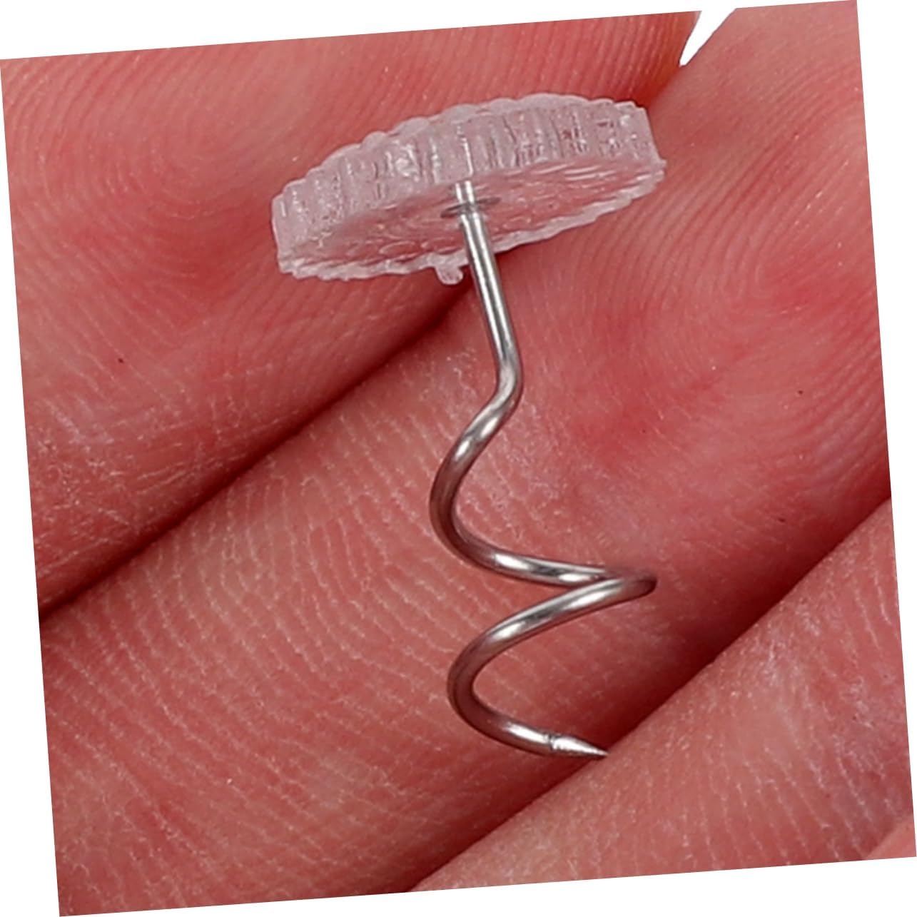50pcs Transparent Plastic Spiral Decorative Pins for Sofa Bed Sheet Fixing Upholstery Tacks for Slip Furniture Decoration and Bedskirt Securement