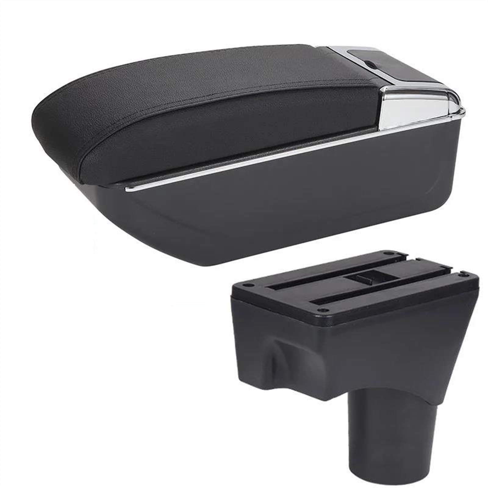 NOHEEU Car Armrest Box Storage Retrofit Parts Accessories For March For Micra K13 For Sunny 2010-2022(B2 Black line 7USB)