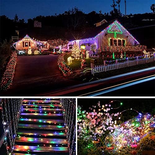 Solar String Lights, 2 Pack Each 46FT 120 LED Solar Fairy Lights Outdoor Waterproof 8 Modes Copper Wire Decorative Solar String Lights for Garden, Patio, Festival, Party Decoration (Multi-Coloured)