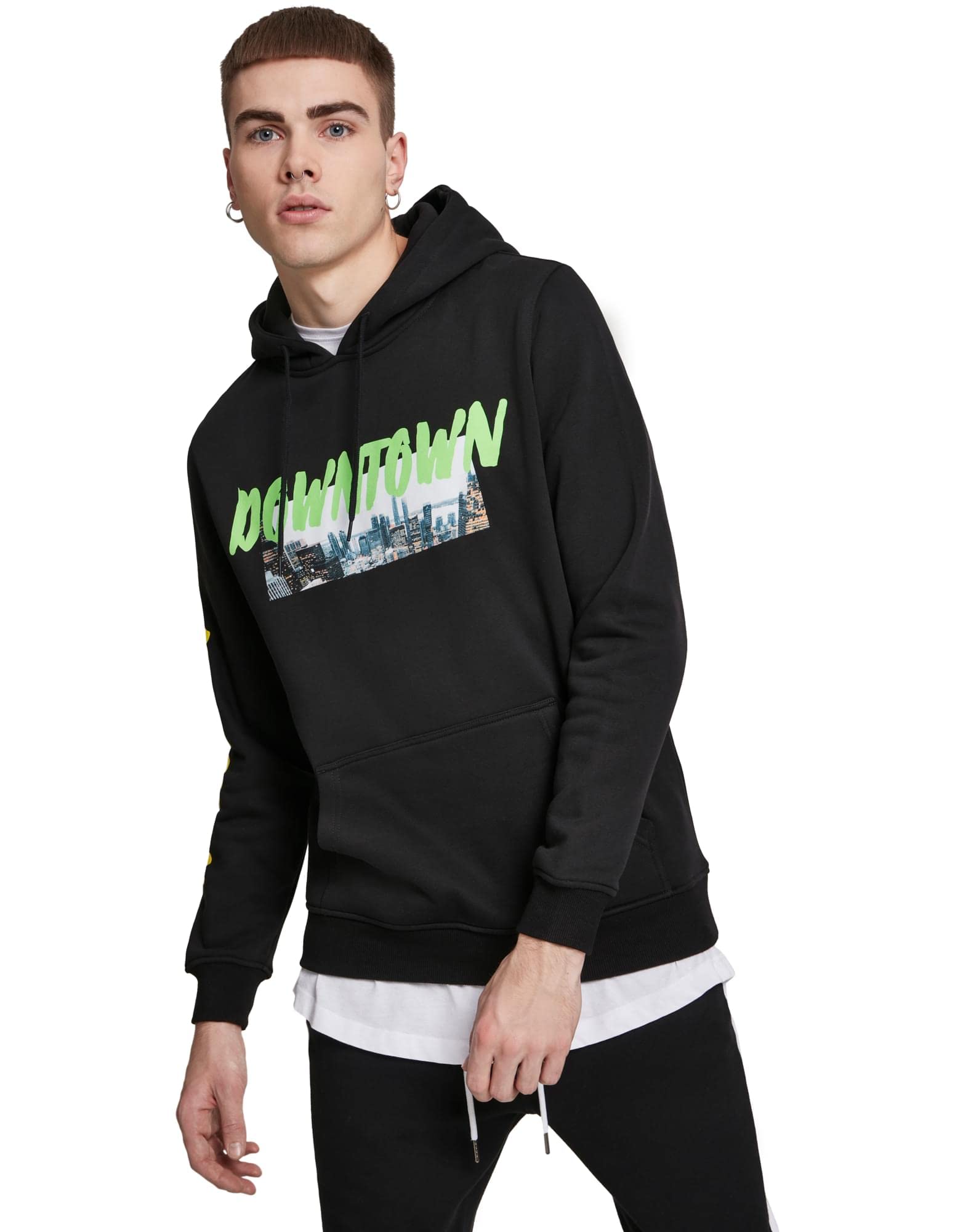 Mister Tee Herren Downtown Kapuzenpullover, Black, S