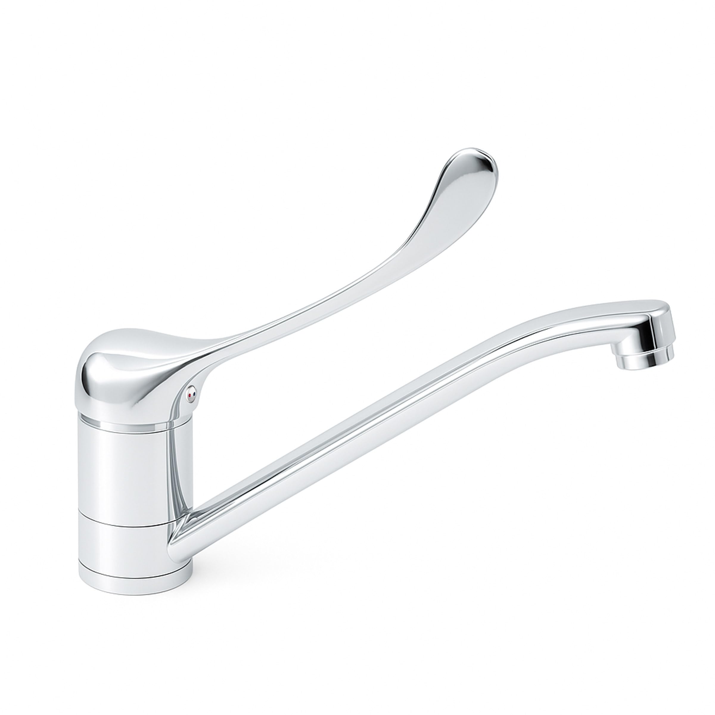 Medizinische Niederdruck Hygienearmatur, Küchen Wasserhahn mit langem Hebel, Arztgriff zur Ellenbogen Bedienung, schwenkbar, für Arztpraxis, Klinik, Labor