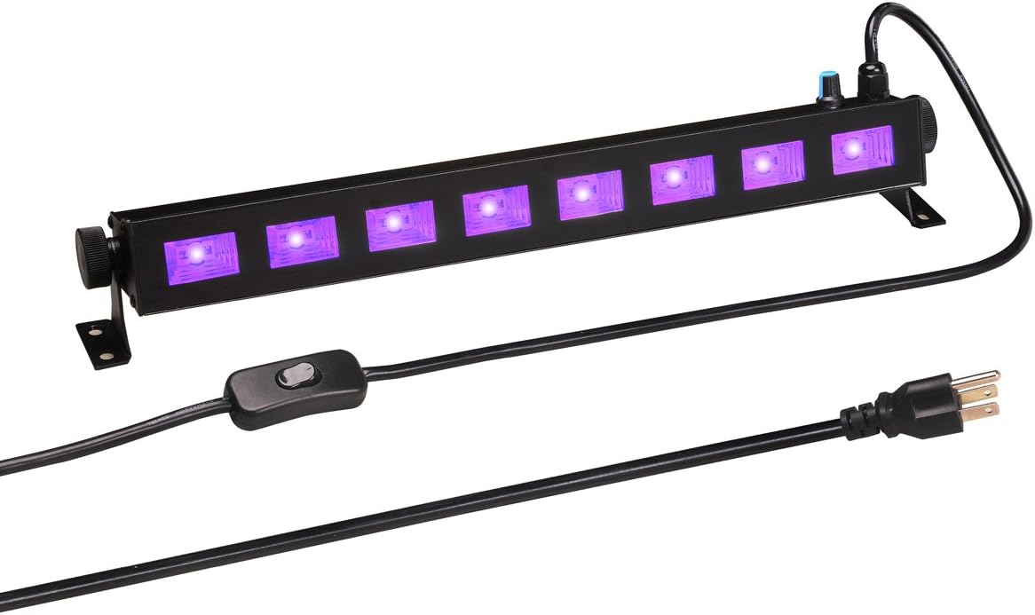 UV LED Black Light Fixture, Atiyoc 8LEDx3W Dimmable Blacklight Lamp for for DJ Party and Holidays