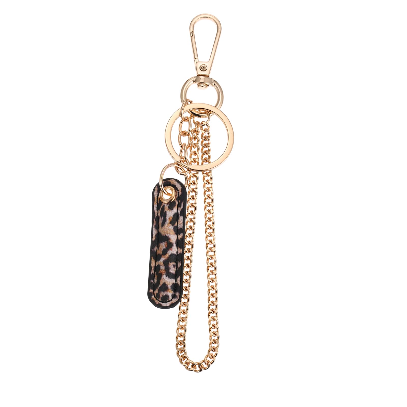 Winssigma Leopard Letter Keychain for Women, PU leather Initial Letter Keyring Keychain Accessories Purse Handbags Charm