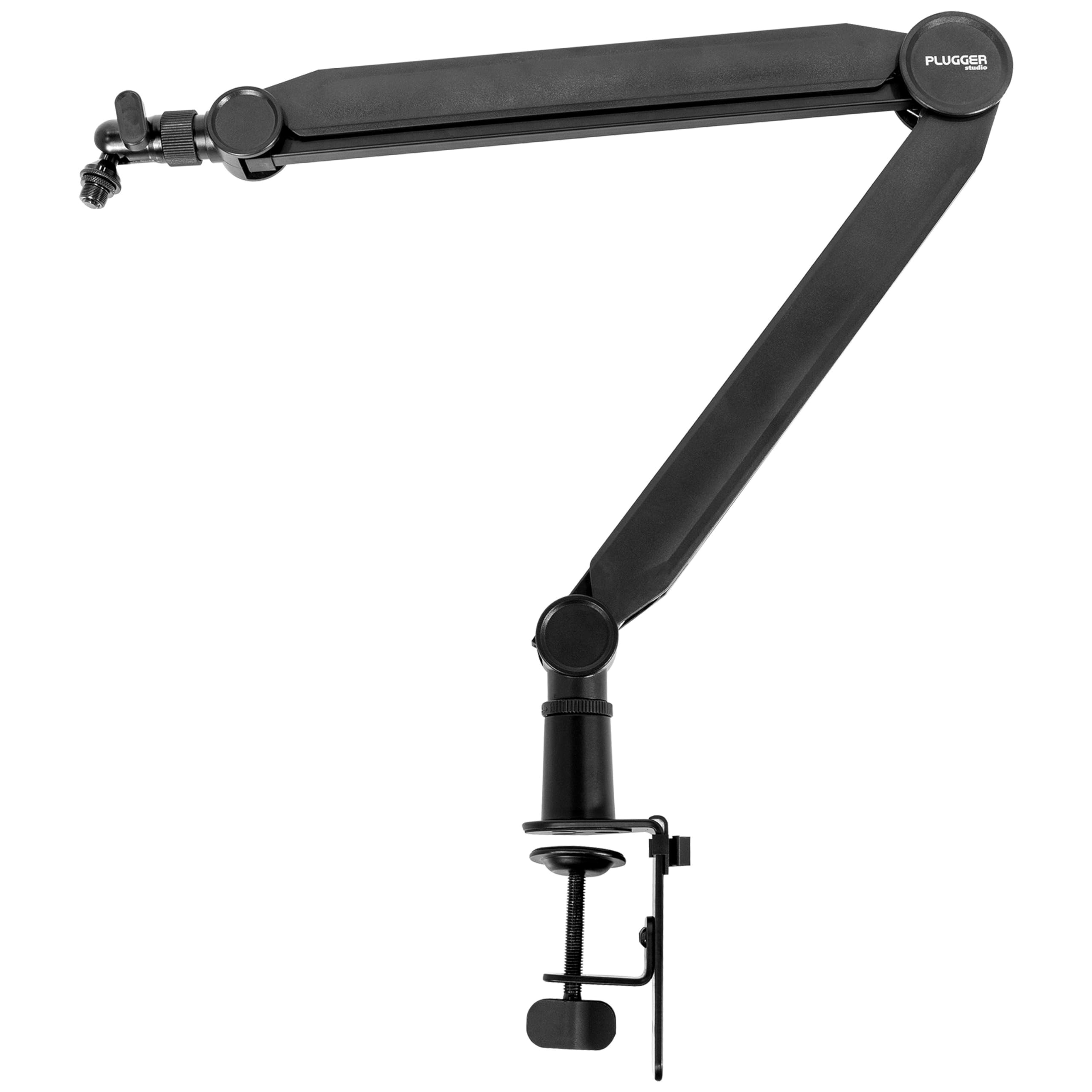 Plugger Studio Flextream - Supporto per microfono da tavolo articolato, braccio microfono flessibile per podcast, streaming, voce off, home studio, visio, scrivania, fissaggio a morsetto, adattatori