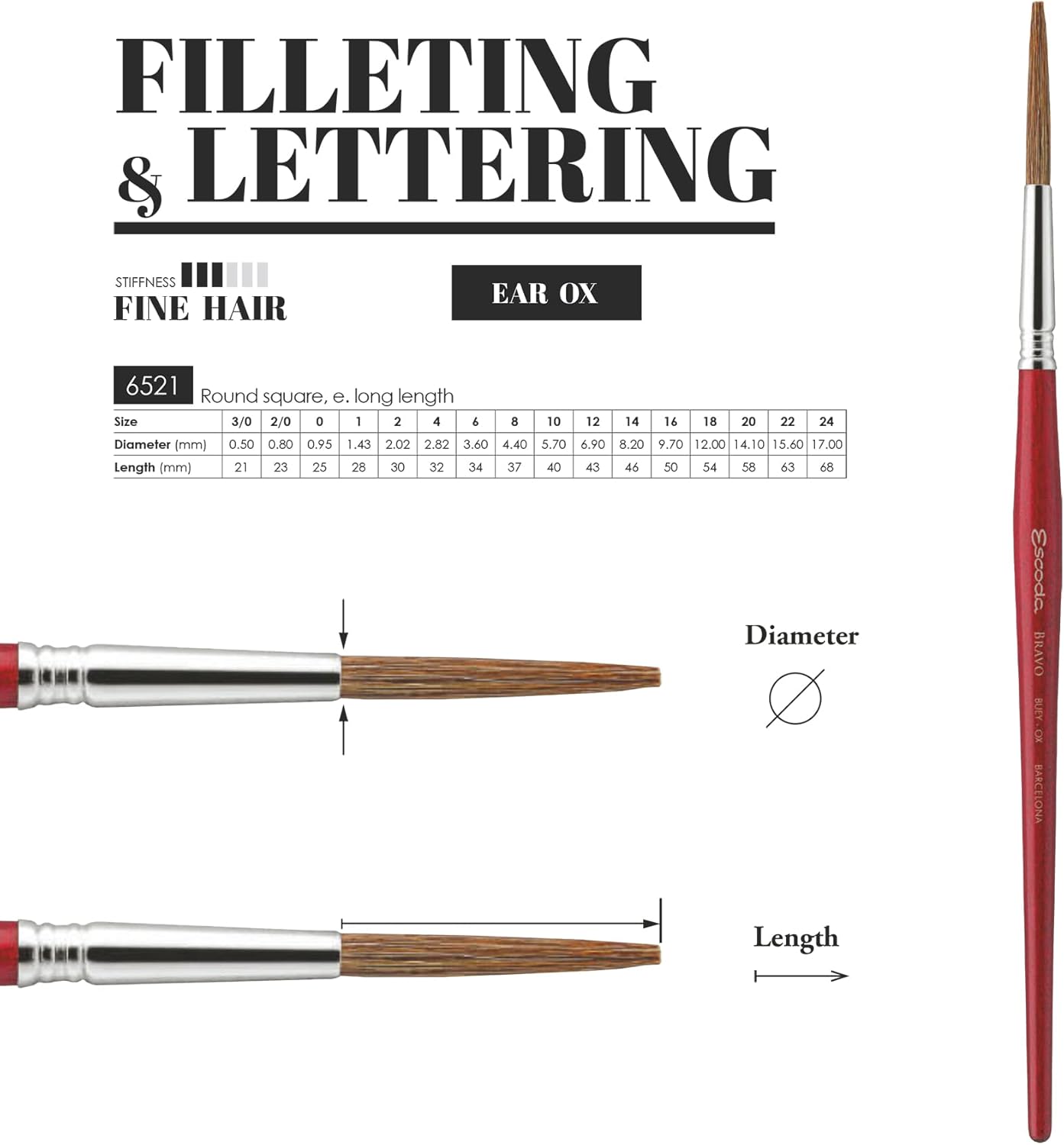 画材 Escoda (エスコダ) Bravoシリーズ アーティスト 油絵筆 アクリル絵の具