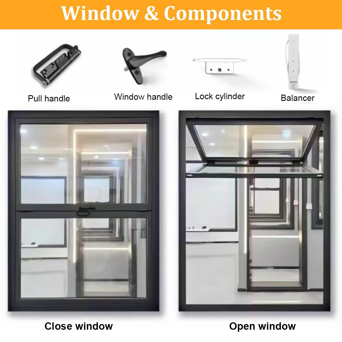 Faltbares Aluminium-Fenster mit Verriegelungsgriff, faltbares Verkaufsfenster für Imbissstände, individuell anpassbare Aluminium-Fenster für Mobile Wohnwagen, Food Trucks und Cafés (BxH 28x4