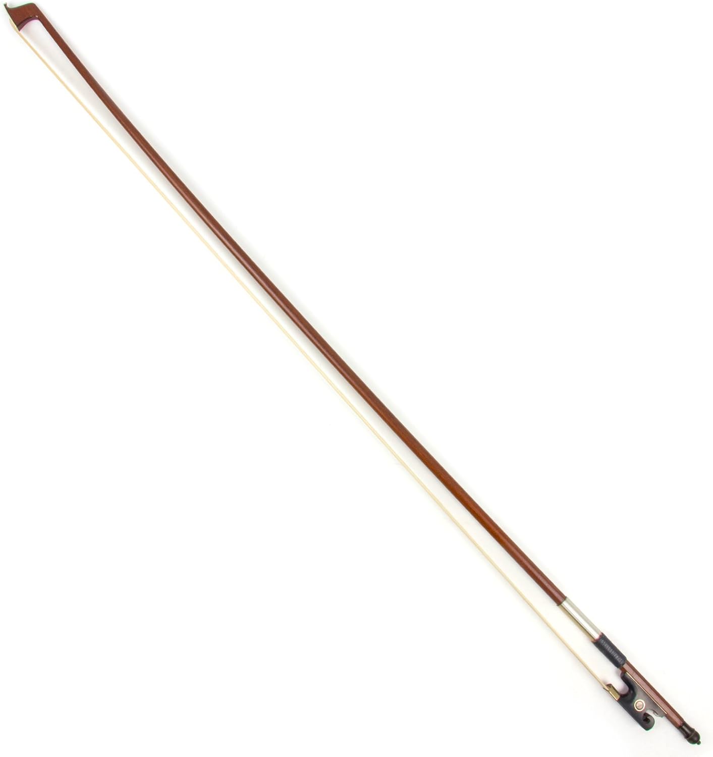 Kmise Violin Bow 4/4 Sandalwood Bows for Fiddle Octagonal Round Stick with Mongolian Horse Hair Ox Horn Frog Silver Wire Winding for Beginners and Advanced Players