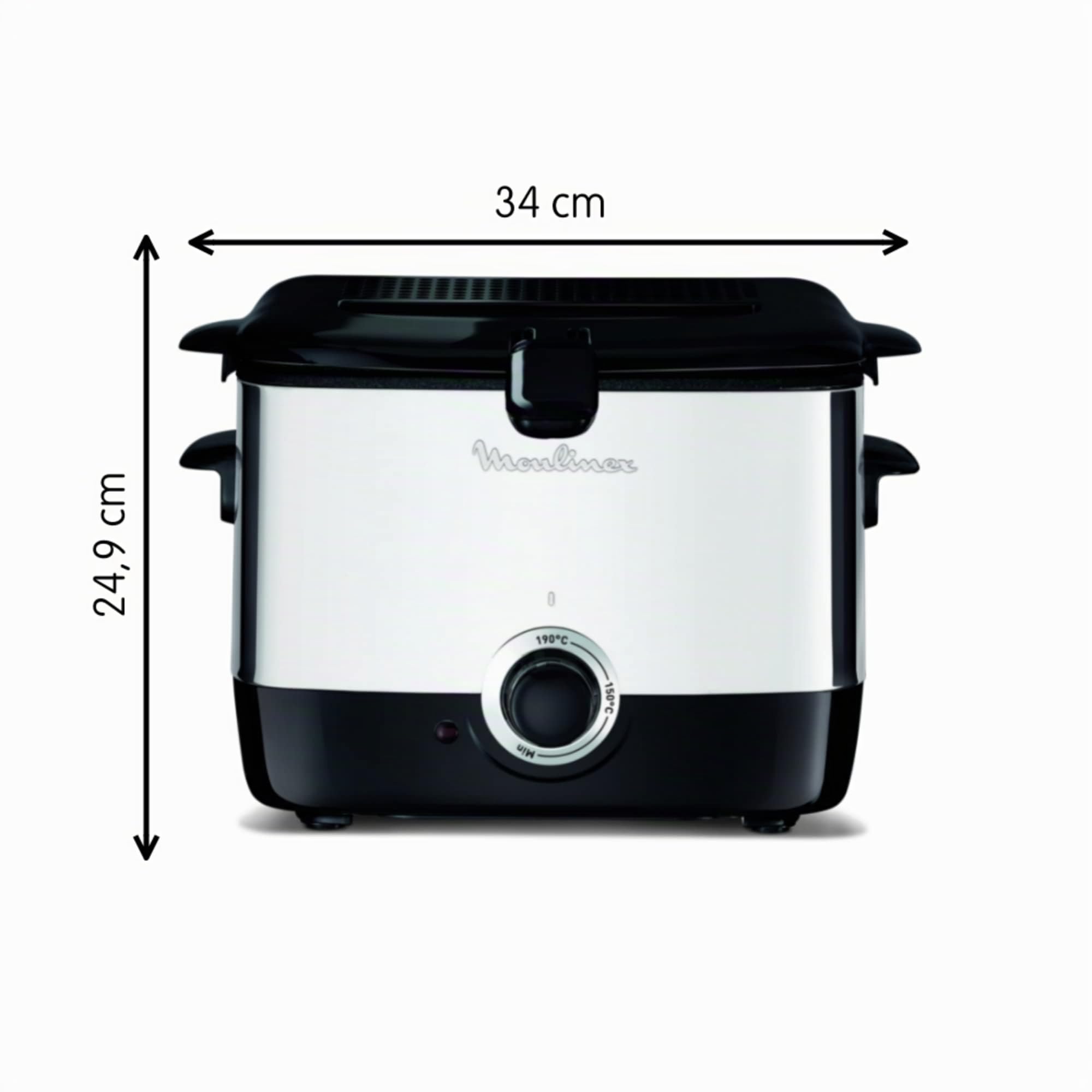 Moulinex Friteuse à huile, Capacité 1 L d'huile, 600 g de frites, Pour 2 portions, Température 150°C à 190°C, Compact, Hublot de contrôle, Minifrito AF220010, Noir/Argenté