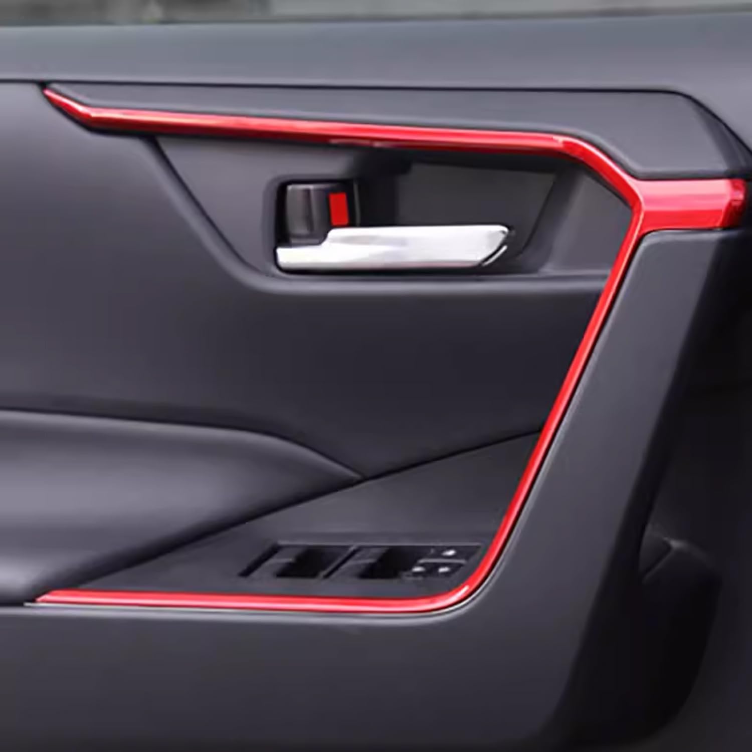Interior Inner Armrest Frame Handle Cover for Toyota RAV4 2019 2020 2021 2022 2023 2024 Door Handle Cover Decoration Trim Car Accessories 4PCS/Set ABS Red