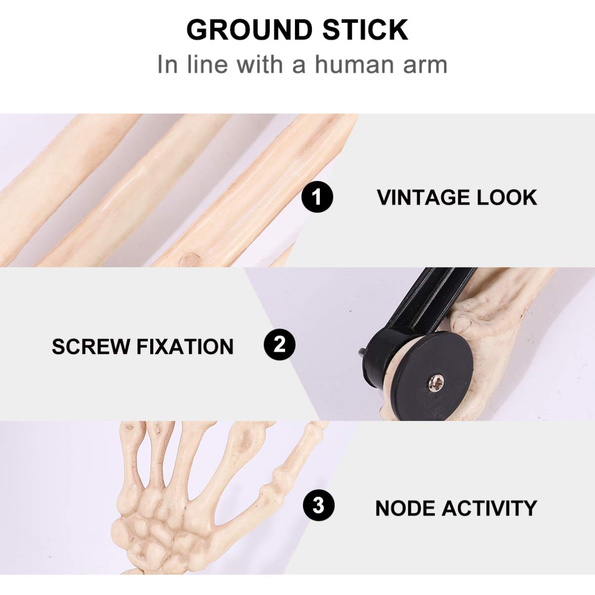 JAYIOLA Gruselige Skelett-Deko Für Garten & Halloween - Realistische Arm- Und Beinpfähle Mit Schädel