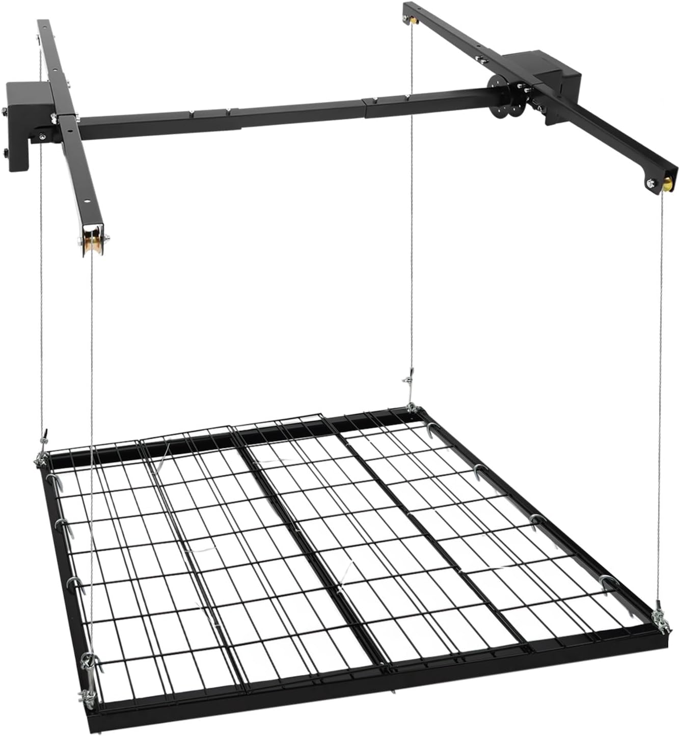 Garage Storage Rack, 4x4 FT Ceiling Mount, Adjustable Height up to 96″, Overhead Garage Storage Rack with Safety Lock, 250 lbs Capacity for Garage Storage Mounted Lift System and Storage Organizer