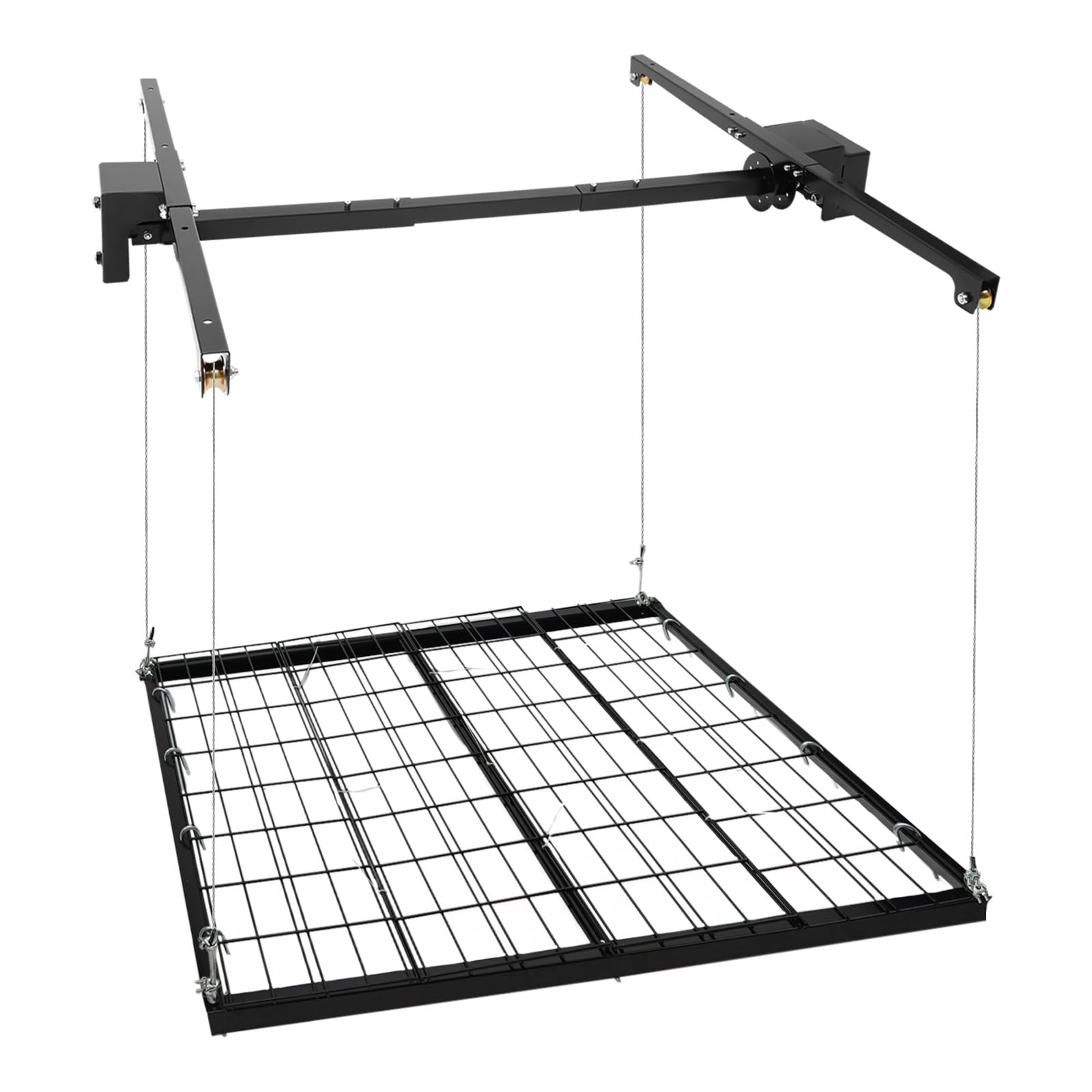 Kohlenstoffstahl Garagen-Lagerlift, Verstellbarer Schwerlast-Deckenlift mit Handkurbel, 113 kg Tragkraft, 243 cm Hubhöhe, platzsparender Garagen-Organizer, einfache Installation