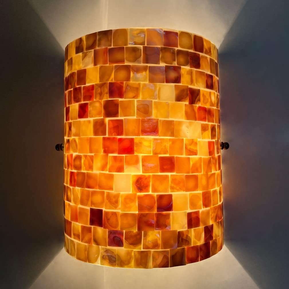ARTZONE Tiffany Style Wall Sconces, Handcrafted Natural Shell Wall Lamp for Bedroom, Hallway,Stairway