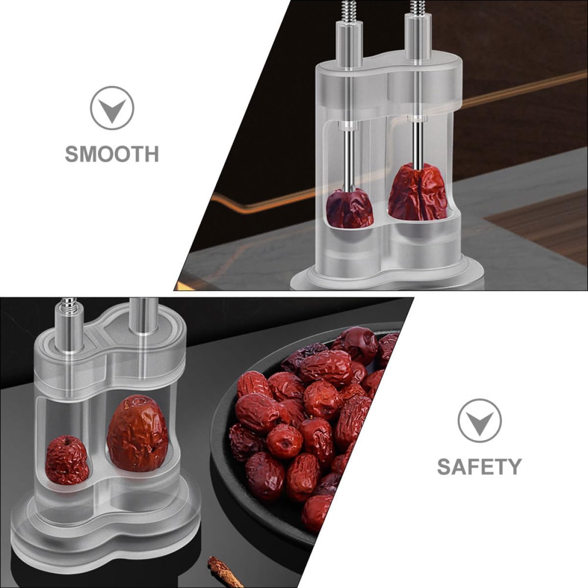 Dual Cherry Pitter Stainless Steel Manual Cherry Core Remover Tool for Effortless Pitting Easy to Use Design for Kitchen and Home Cooking