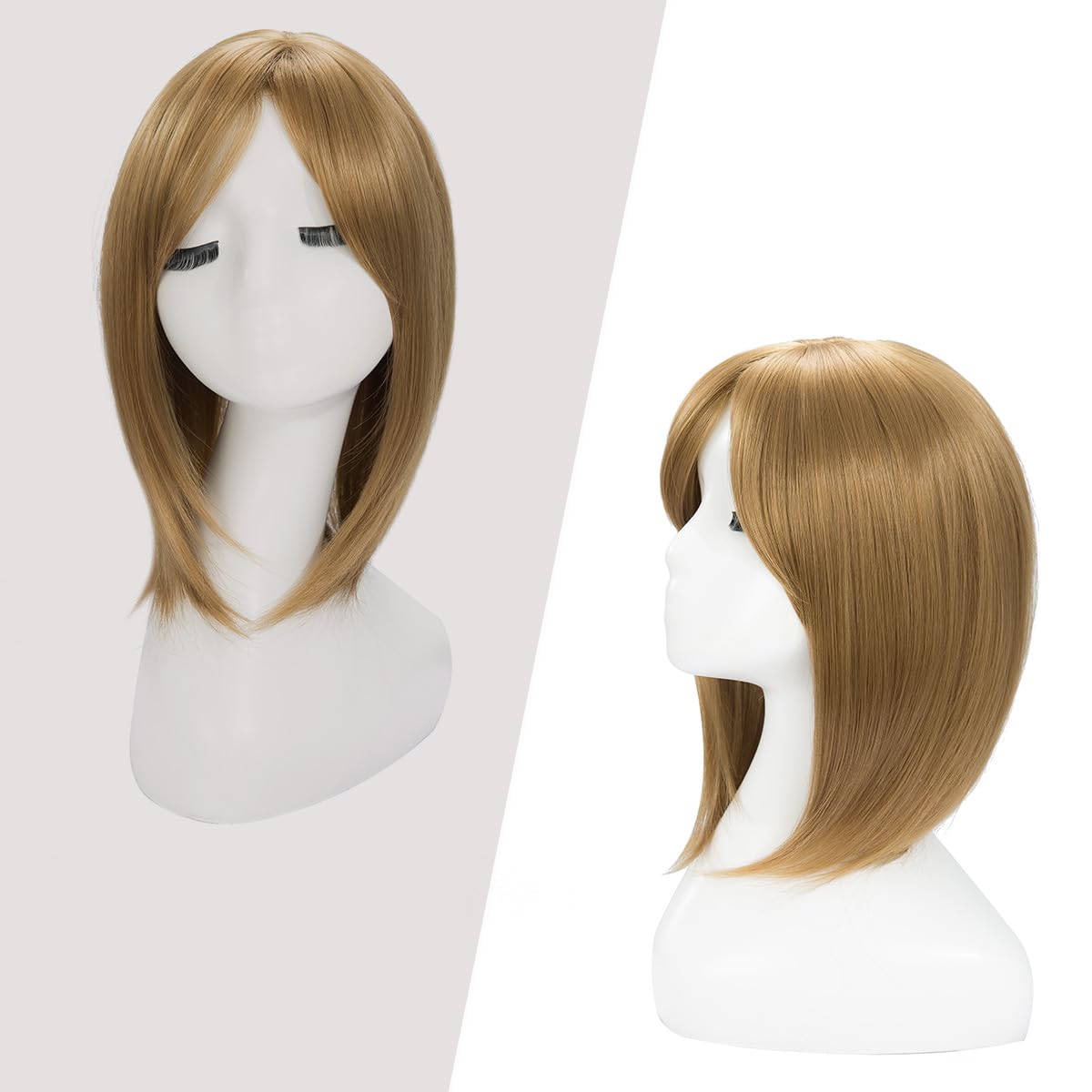 Nakładka na włosy dla kobiet, syntetyczne treski, 30 cm, z grzywką, proste włosy, treska do cienkich włosów, ciemny blond