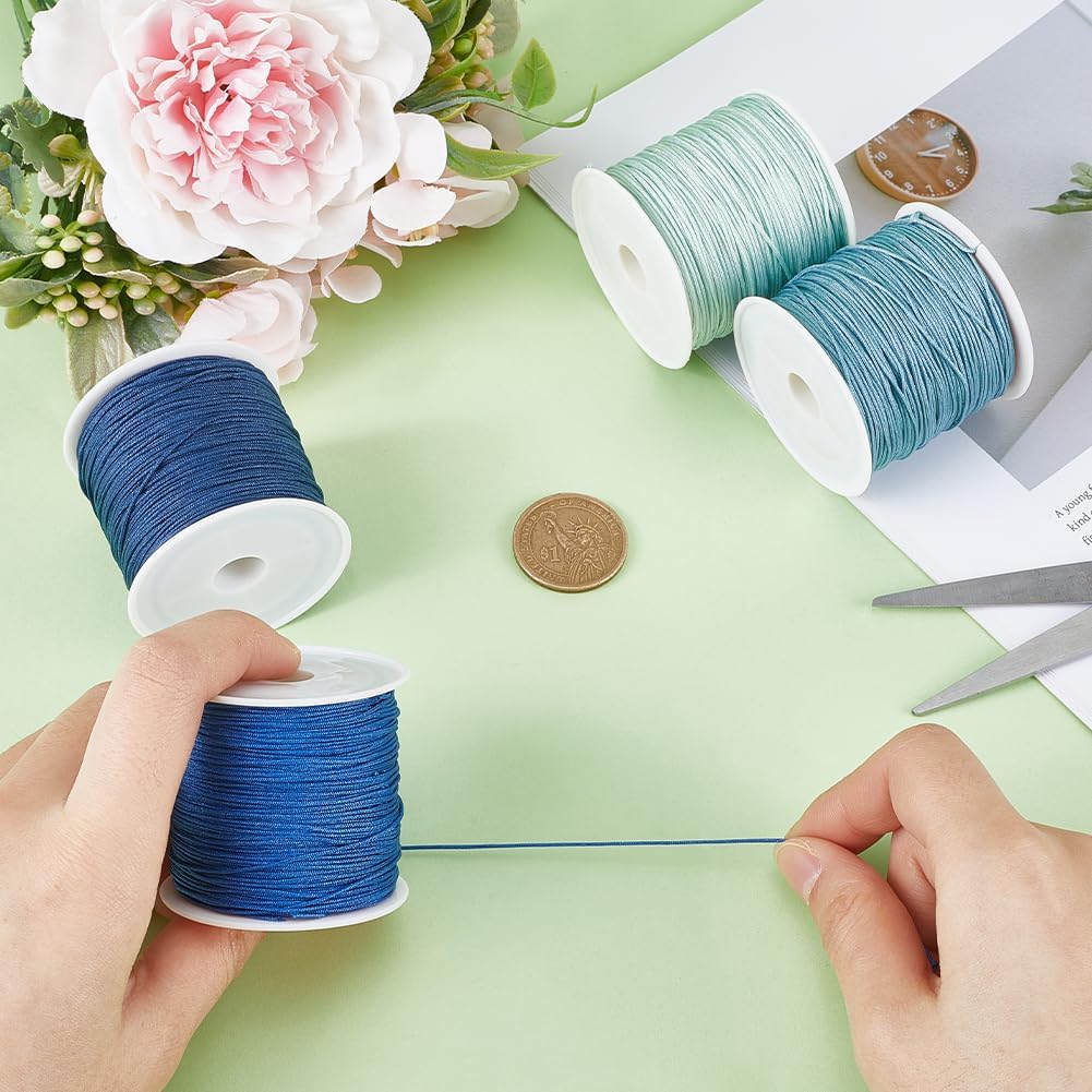 SUNNYCLUE 197 Yards 4 Colors Nylon String Blue Chinese Knotting Nylon Cord 0.8mm Nylon String Bead Cord Nylon Beading Thread Nylon String for Bracelets Woven Kumihimo Friendship Bracelet Wind Chime - Image 3