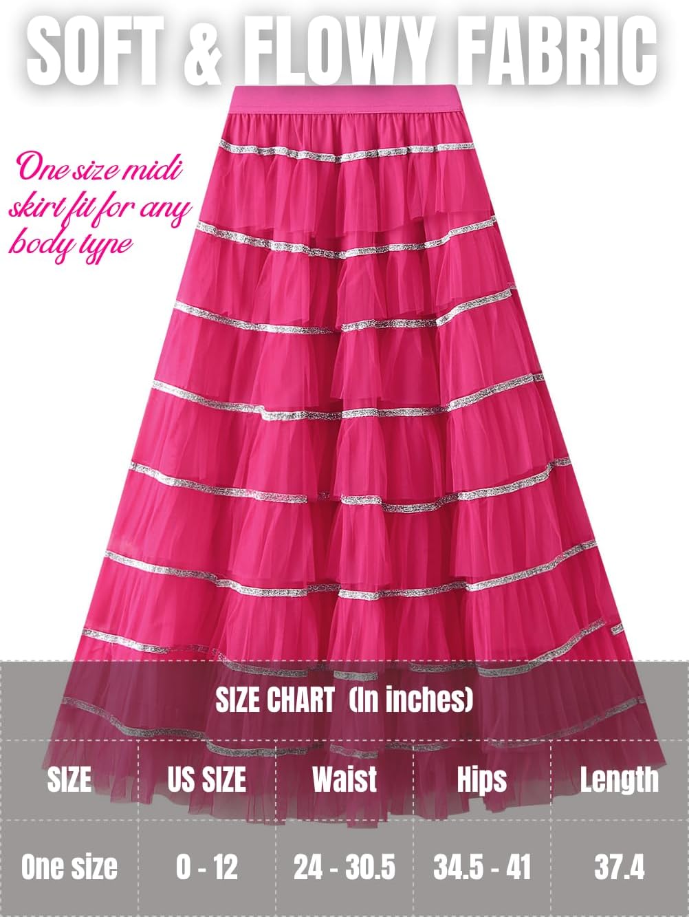 Kaei&Shi Ruffle Fairy Tulle Skirt,Tiered Long Pleated Skirts,Burlesque Costume for Women