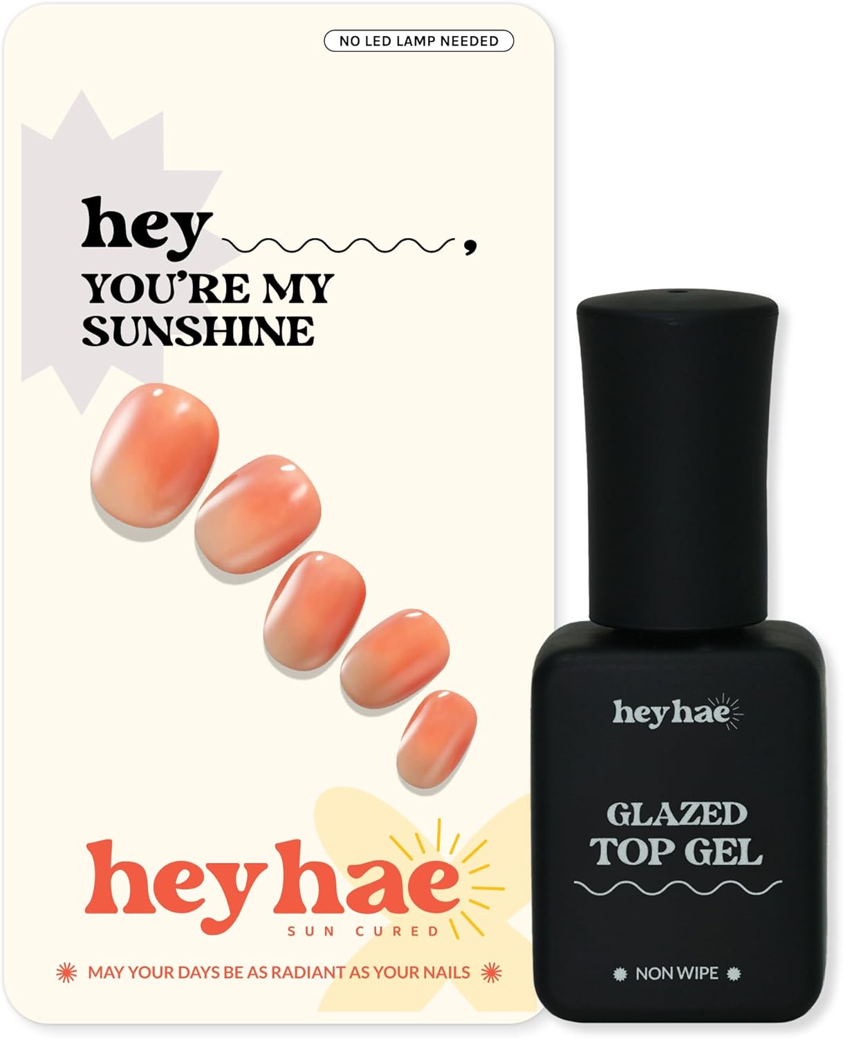 Essentials Bundle - Semi Cured Gel Nail Strips (Hey, You're My Sunshine) + Top Gel [2 Pack]
