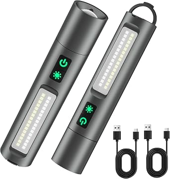 Magnetic Rechargeable Flashlight, High Lumens LED Flashlight with 7 Modes, Zoomable Waterproof Tactical Flashlight, Small Pocket Flashlight Powerful Emergency Work Light for Home Car Camping Hiking