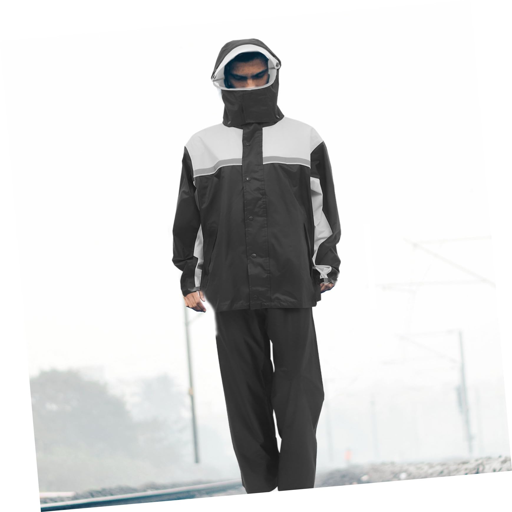 Motorrad Regenanzug Herren 2xl Schwarz Grau Winddicht Und Wasserabweisend Regenschutz Jacke Hose Outdoor Motorradbekleidung Für Herren Ganzjahres Schutz