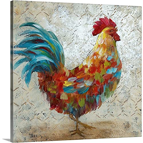 Fancy Rooster I Canvas Wall Art Print, Rooster Artwork #TOP10