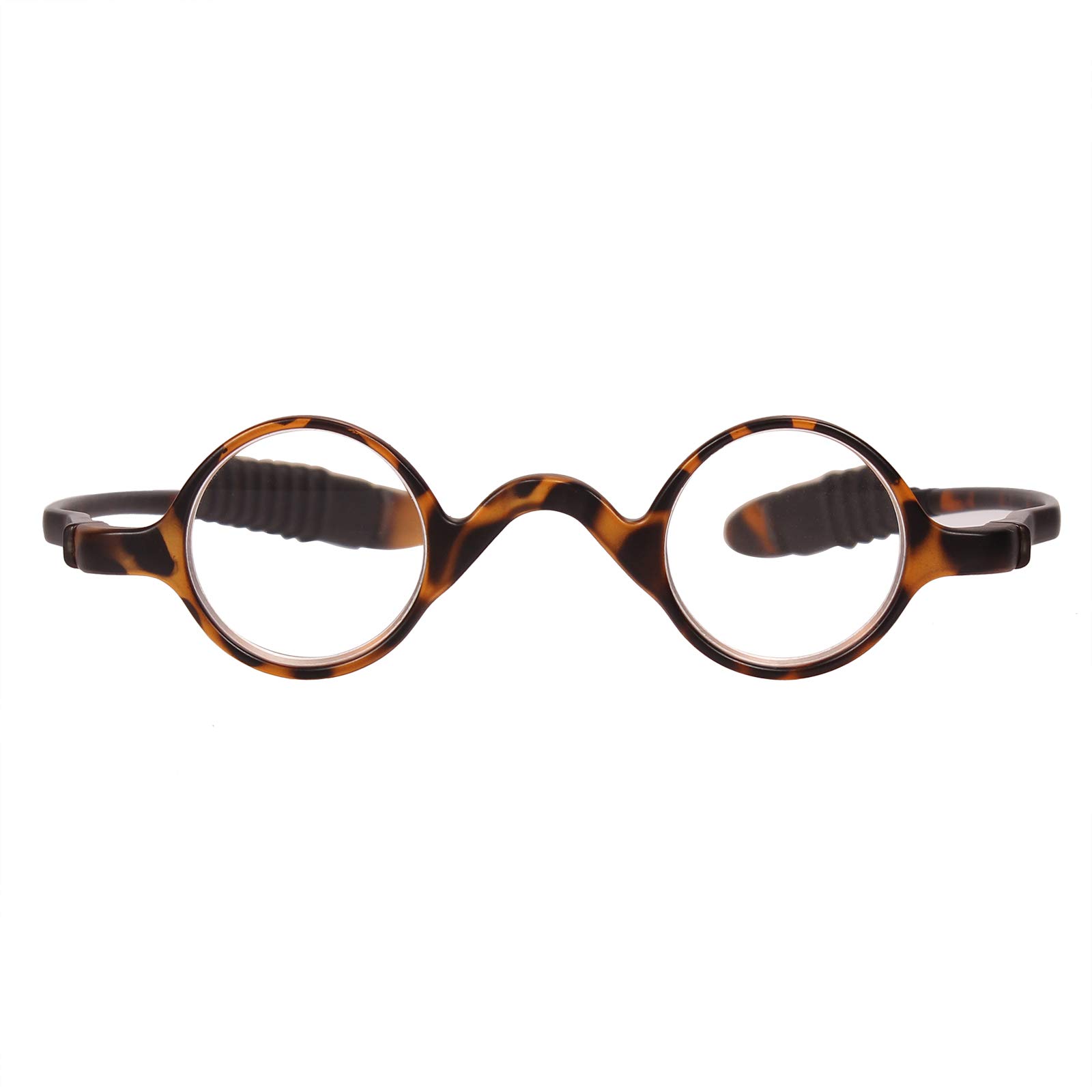 Agstum TR90 Small round eyeglasses retro Reading Glasses Readers 32-30-135 (Leopard, +4.00)