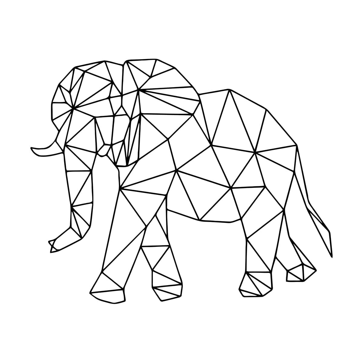 Elephant Vinyl Art Wall Decal Sticker Animal Geometric Wall Stickers Bedroom Home Ornament Office Wall Decor Removable Extra Large - 60x74cm