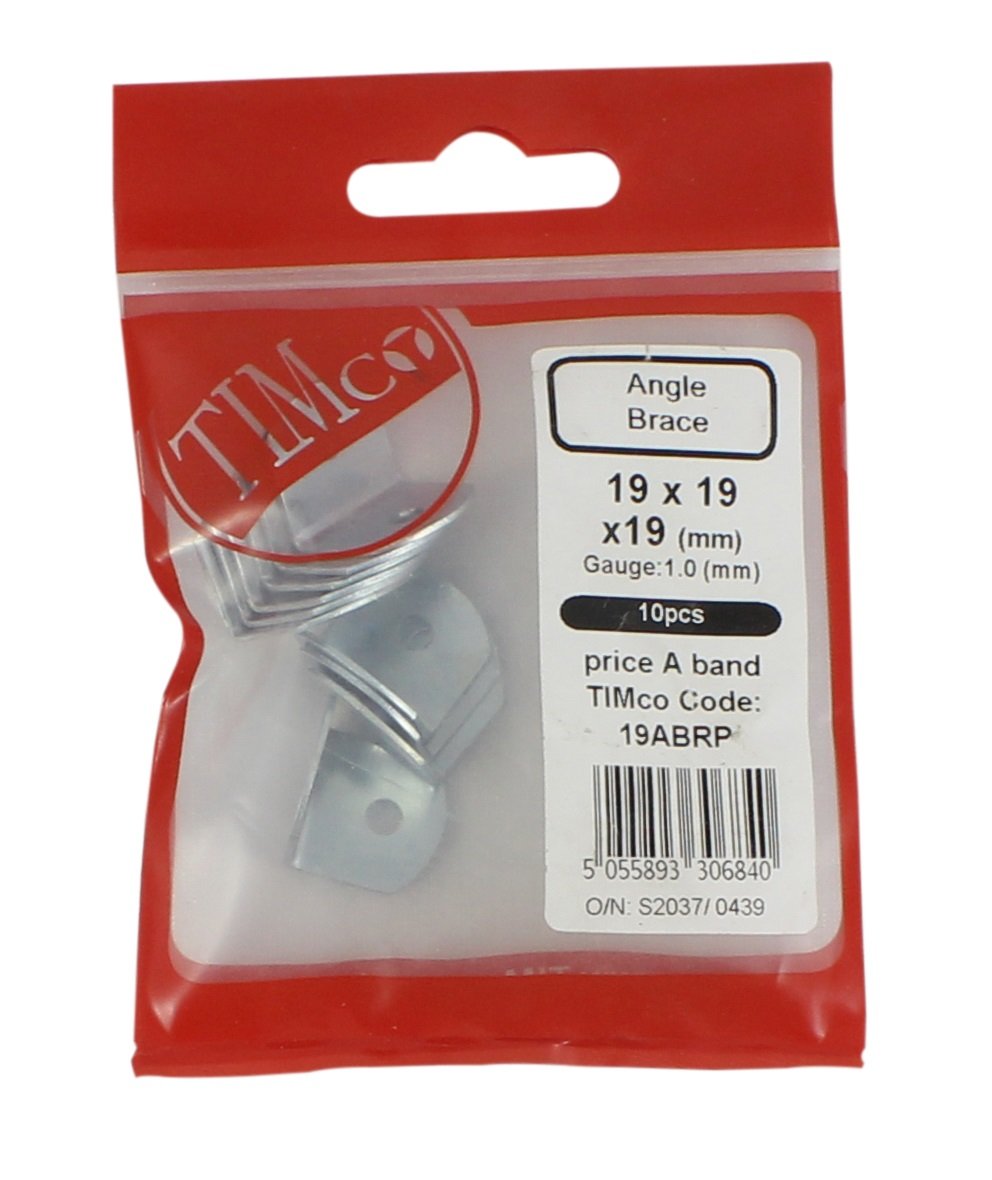 Timco - Angled Braces - Zinc (Size 19 x 19 x 19 - 10 Pieces)