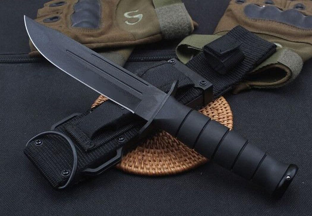 Generico TEERMA JI7 Coltello da caccia, coltello da campeggio - coltello di sopravvivenza a lama fissa forgiata in un pezzo, Per la caccia, la pesca, le avventure di sopravvivenza
