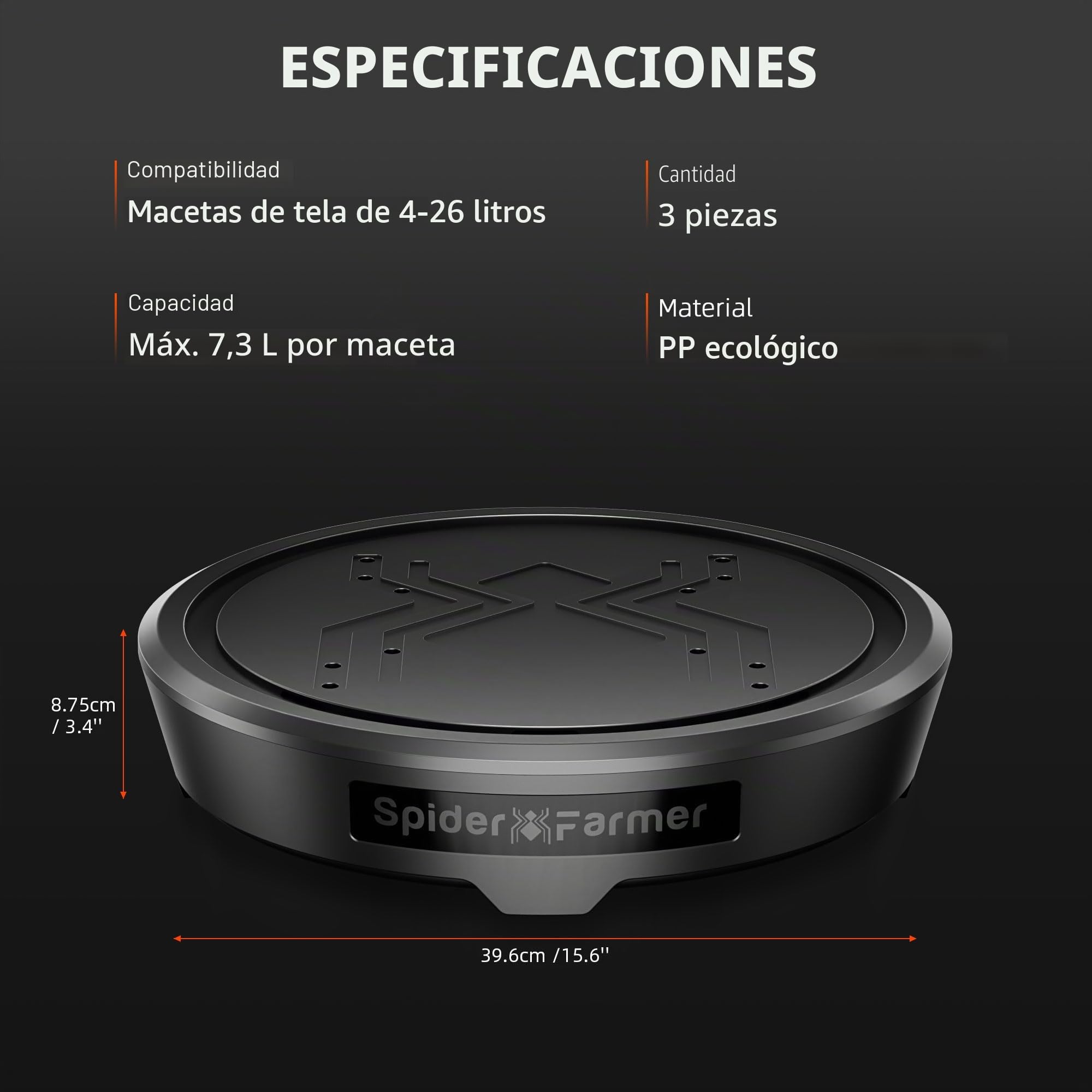 Spider Farmer Juego de 3 sistemas de riego automático, sin electricidad, con depósito de agua de 50 l, base de maceta de tela con riego por mecha para tienda de cultivo en interiores
