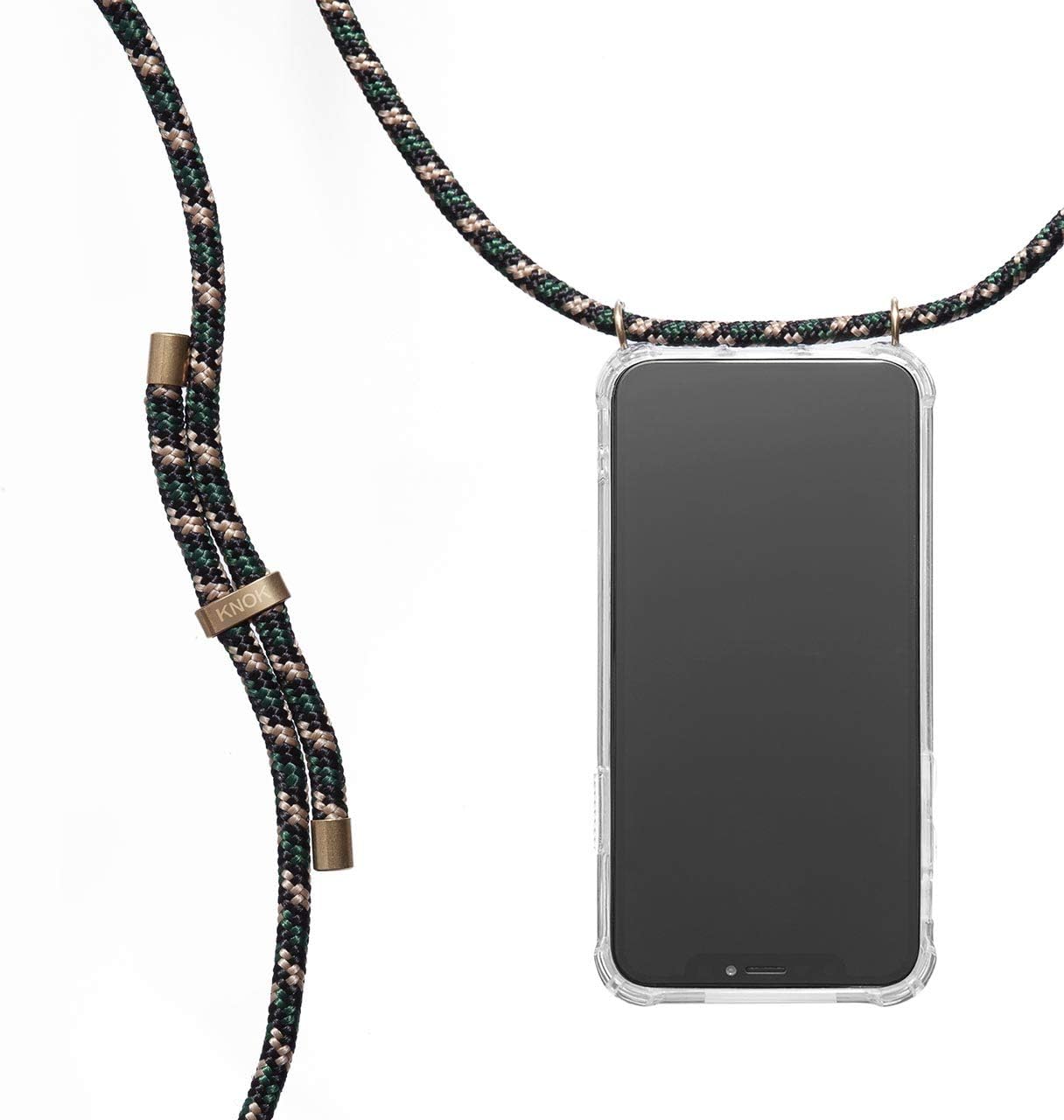 KNOK Case Crossbody Phone Necklace | Mobile Cover with Cord Strap Compatible with iPhone X/iPhone Xs - Phone Collar Lanyard case (iPhone X, Camo Green)