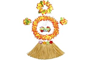 30 cm Hawaiian Grass Skirt Performance Costume Set for Girls