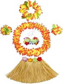 30cm Hawaiian Grass Skirt Performance Costume Set for Girls