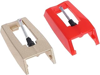 2X Óptico De Diamante Giratorio para Fonógrafo Vinilo para LP Gramófono Récord Accesorios Accesorios Oro+Agujas Rojas