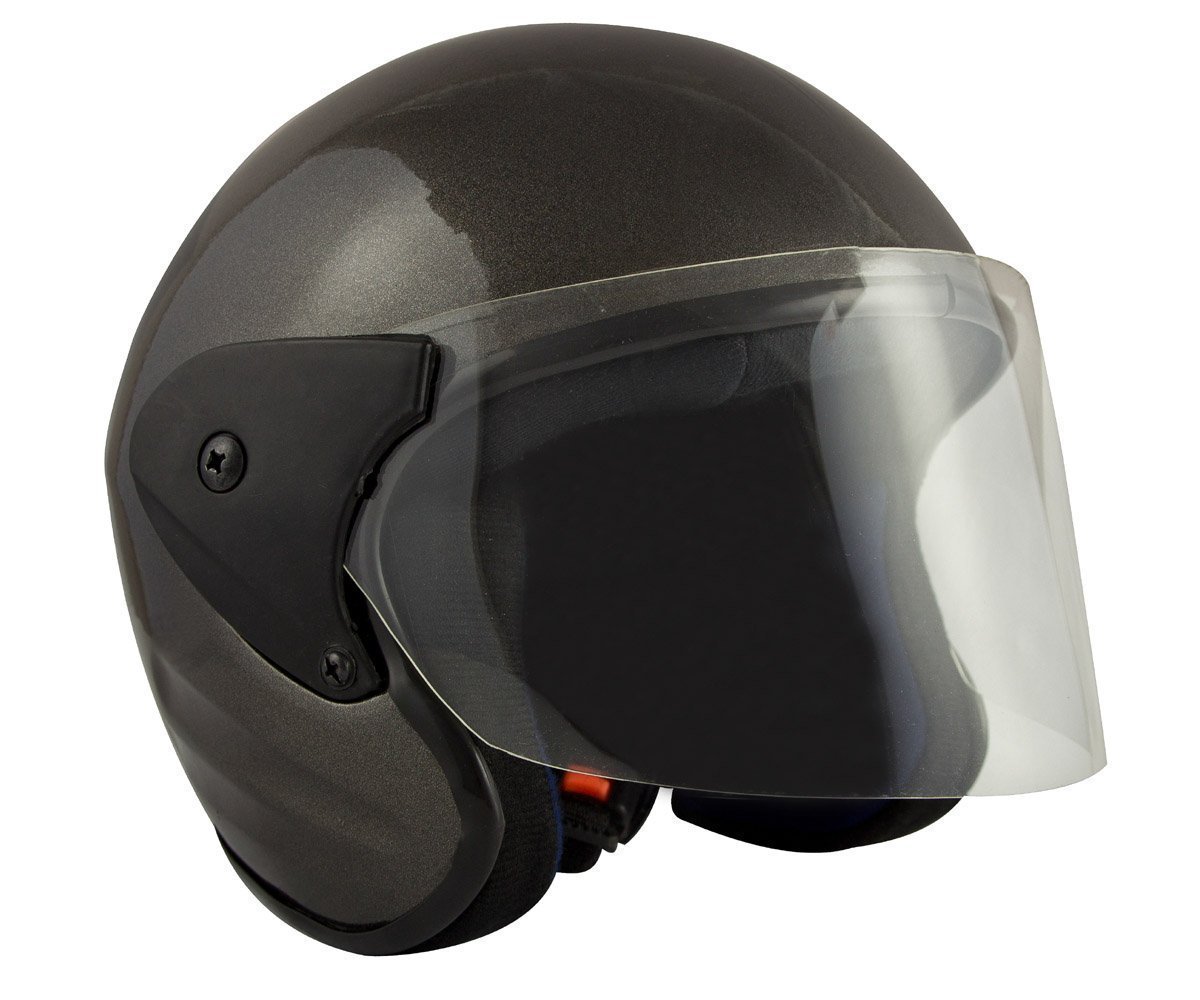 Sage Square Deltz Speed ABS Shell ISI Certified Open Face Helmet (Grey Glossy, Large)-image-46