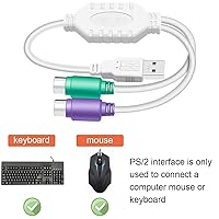 Vista 7 de Cable adaptador PS2 a USB A para teclado y mouse - PS/2 macho a USB A macho, cable de repuesto, 2