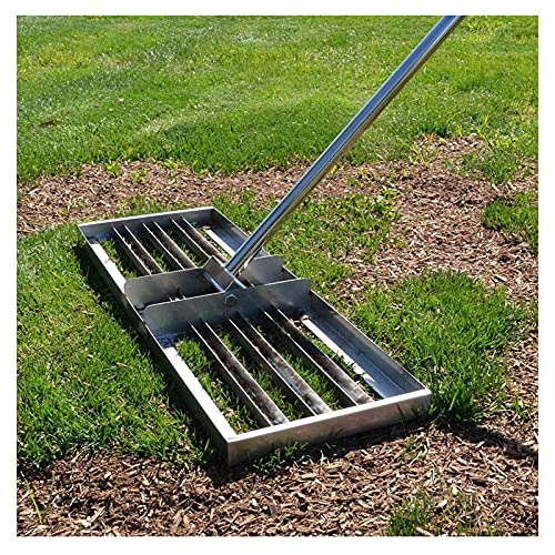 Râteau de nivellement de pelouse de jardin en acier inoxydable grand modèle