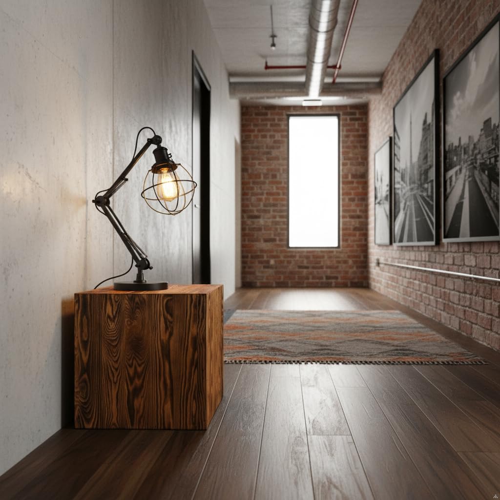 Colonna rustica, decorazione in tronco d’albero, colonna per fiori, design senza tempo, stabile e durevole, noce, 40x40x40 cm