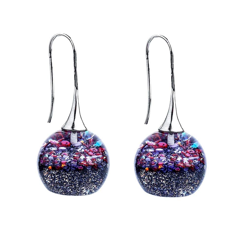 S, Orecchini per Orecchini a Sfera Magica in Resina Oreni per Orecchini in Vetro colorato da Donna